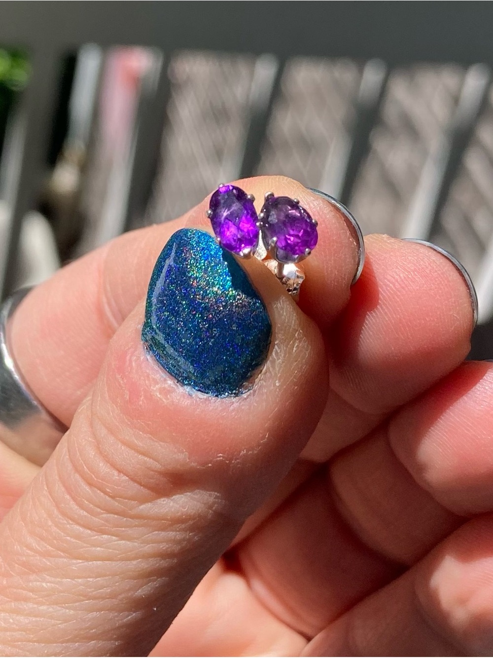 Sterling Silver Purple Amethyst Stud Earrings